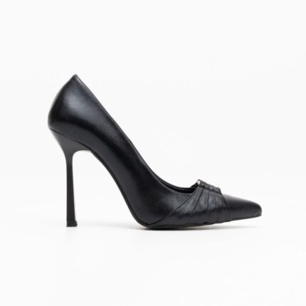 ELARA black leather pumps with embellishment